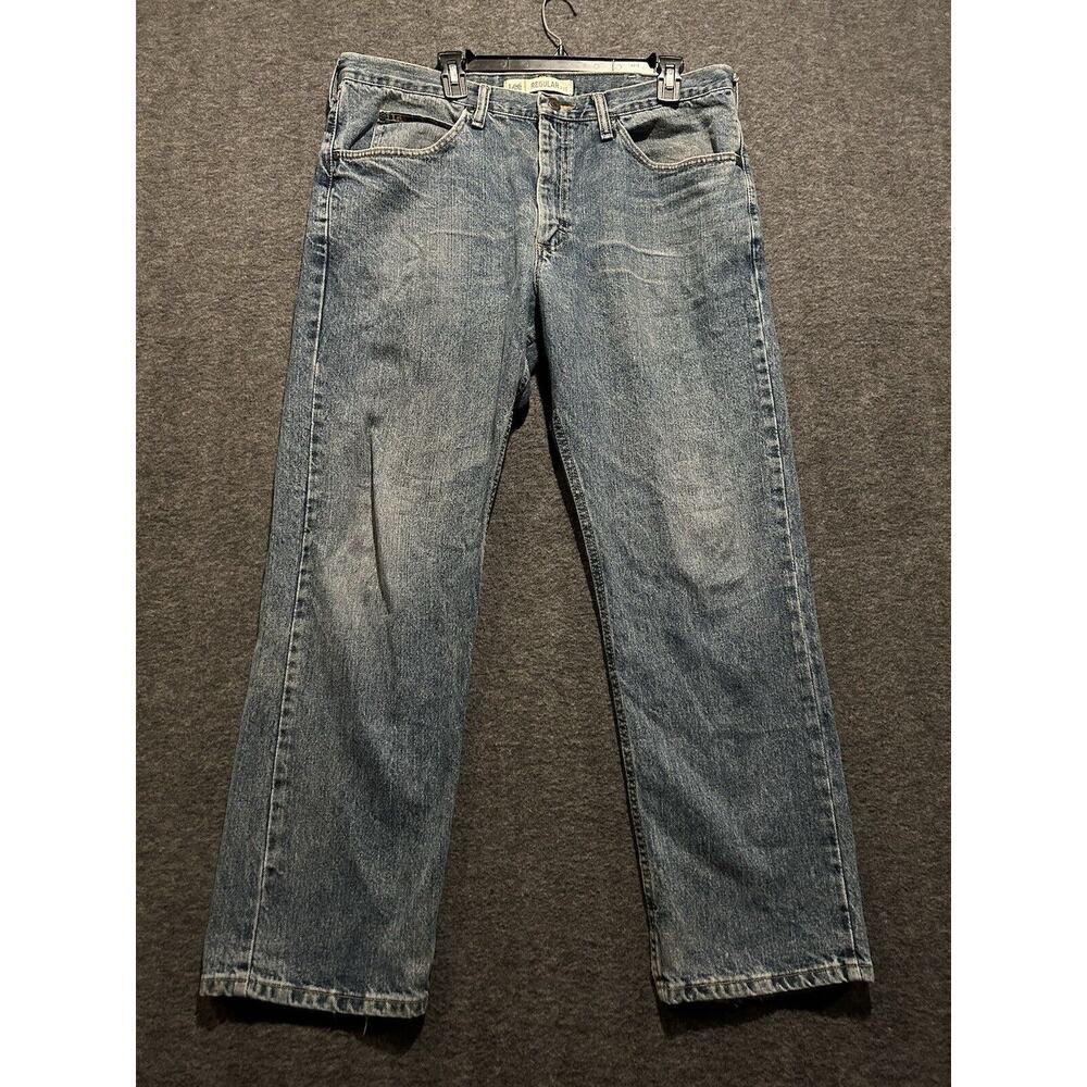 Vintage‎ Lee Jeans 38x30 Blue Regular Straight Western USA Denim Pants
